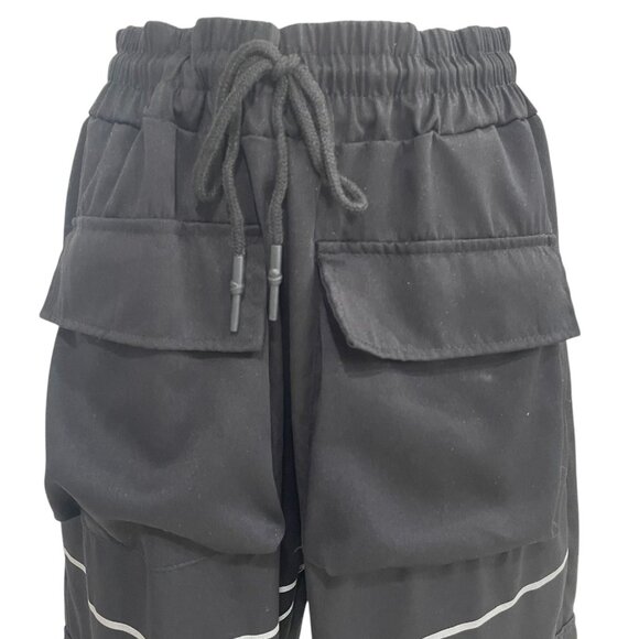 Ebossy Black Cargo Joggers Reflective Details Athleisure Urban Casual Gorpcore - Picture 4 of 13